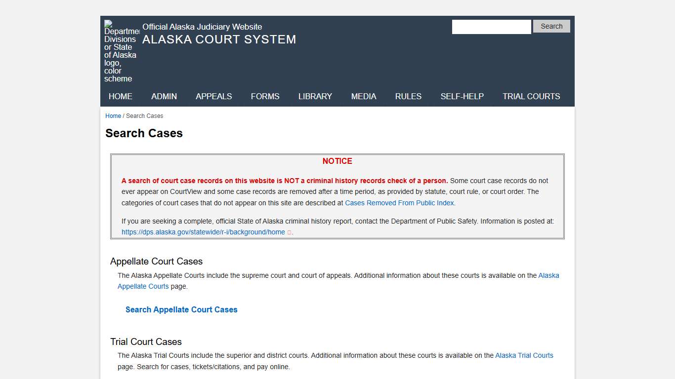 Search Cases - Alaska Court System