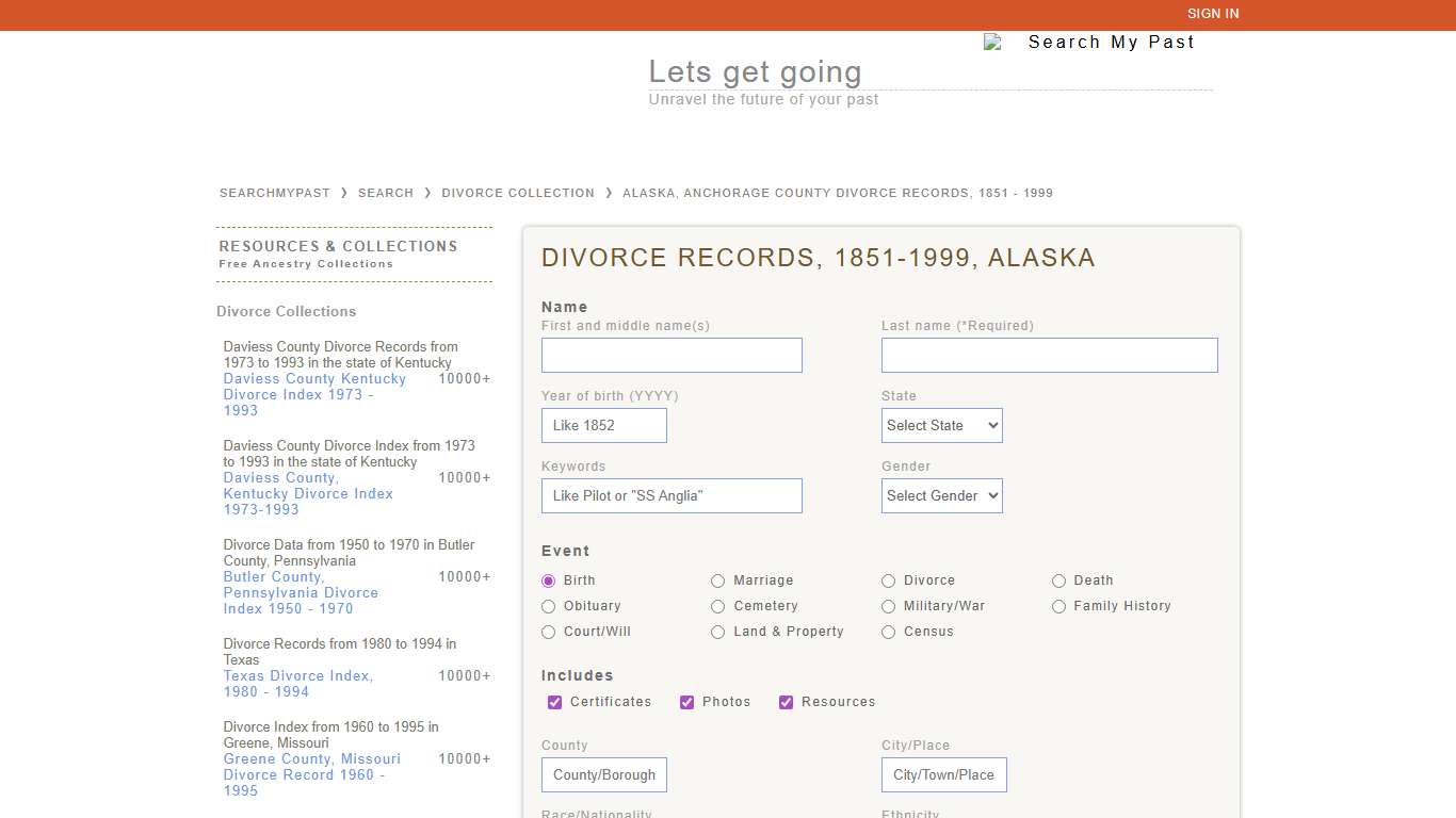 Alaska, Anchorage County Divorce Records, 1851 - 1999 | Searchmypast